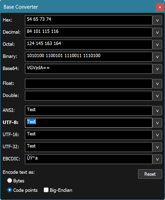 Base Converter Tool Window