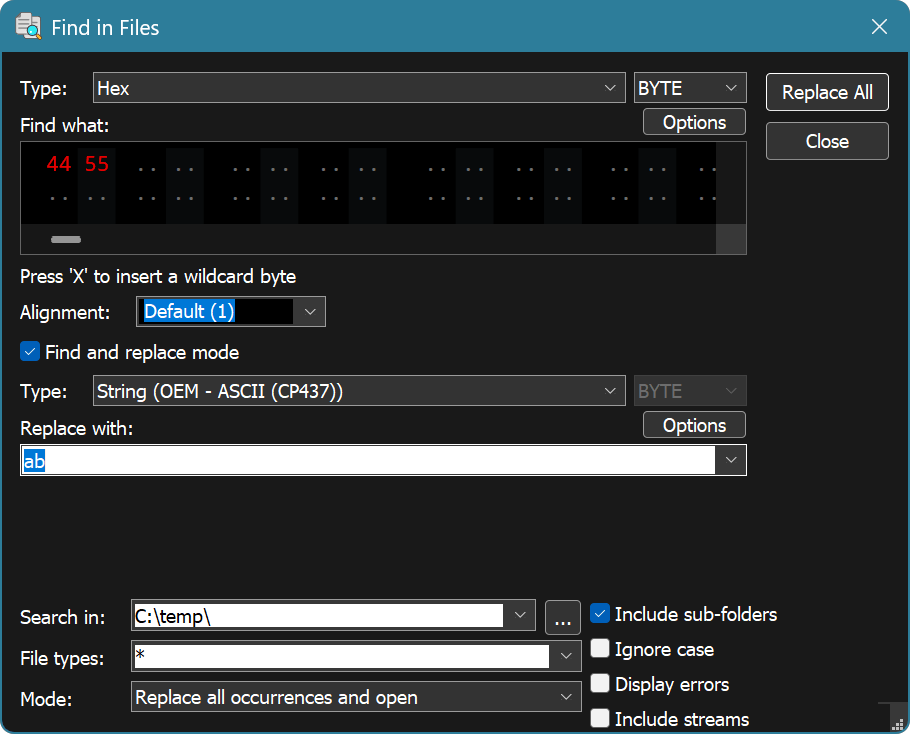 Find in Files Window