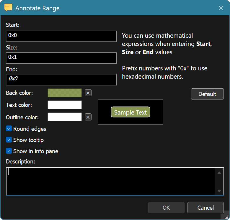 Annotate Range Window