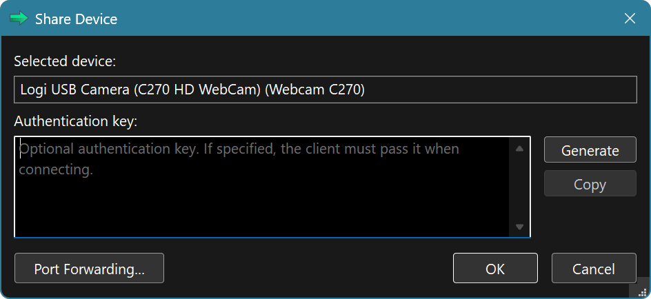 Share Device Window Screenshot